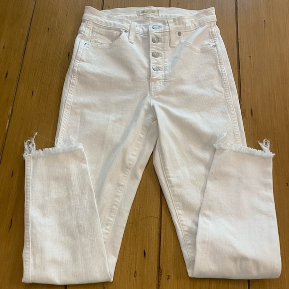 Madewell white high-rise skinny crop jeans size 27 frayed at ankle - Picture 2 of 16